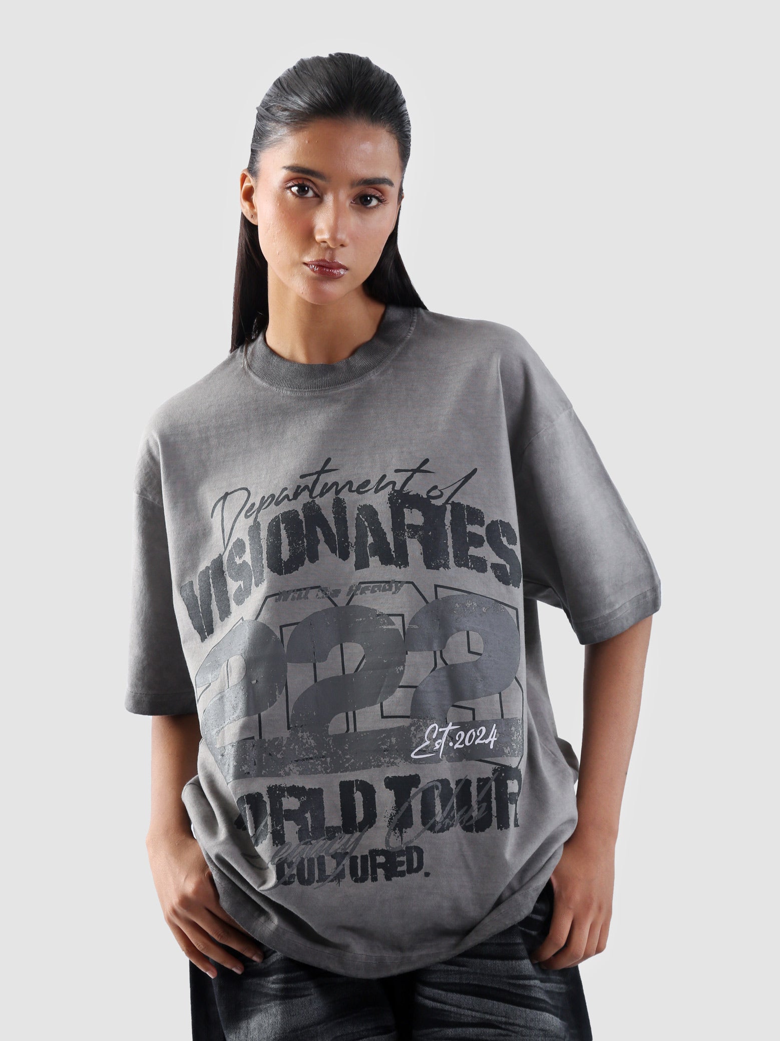 Dept of Visionaries tee male model outdoor lifestyle shot oil fade Pakistan – GROOVY