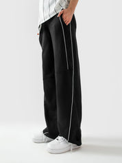 Black piping trouser detail closeup contrast piping waistband Pakistan – GROOVY