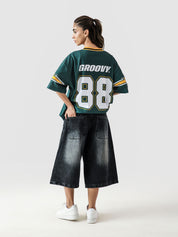 88 Athletics basketball jersey female model front view green gold Pakistan – GROOVY