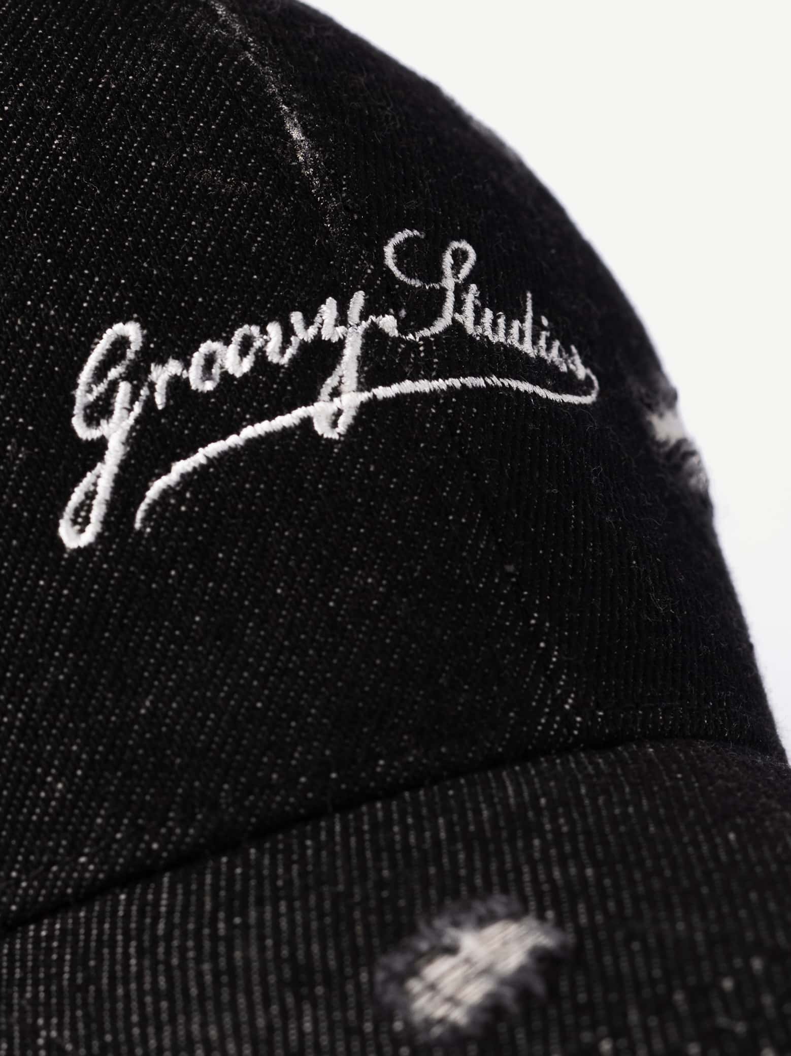 Distressed Denim black cap by GROOVY