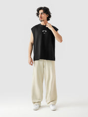Thunder Bite Sando flat lay black sleeveless graphic top Pakistan – GROOVY GRVYEffect