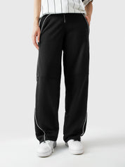 Black piping trouser flat lay wide leg contrast detail Pakistan – GROOVY