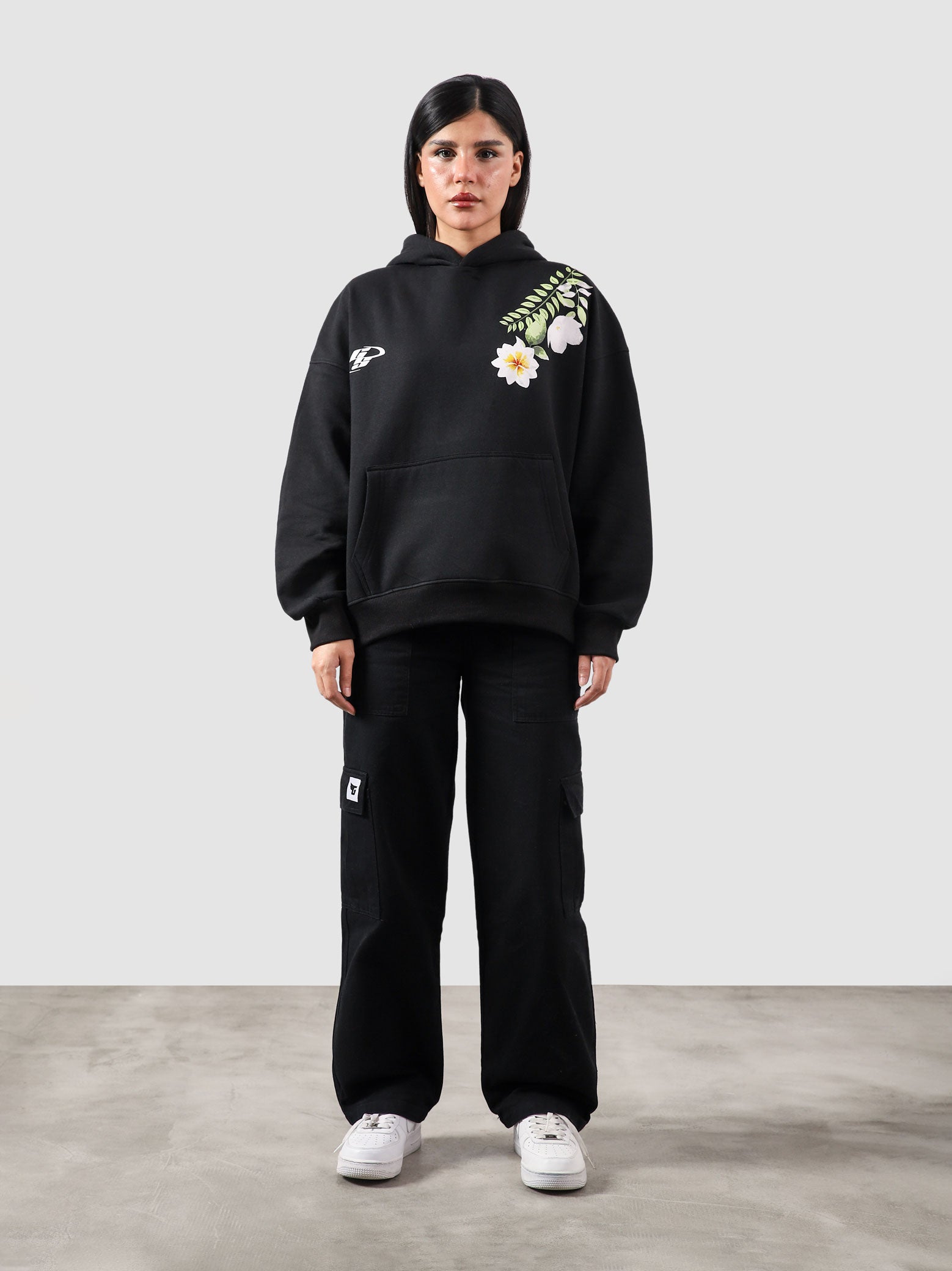 Floral hoodie flat lay oversized graphic hoodie Pakistan – GROOVY
