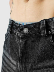 Jorts hard washed grey denim shorts couple lifestyle shot Pakistan – GROOVY