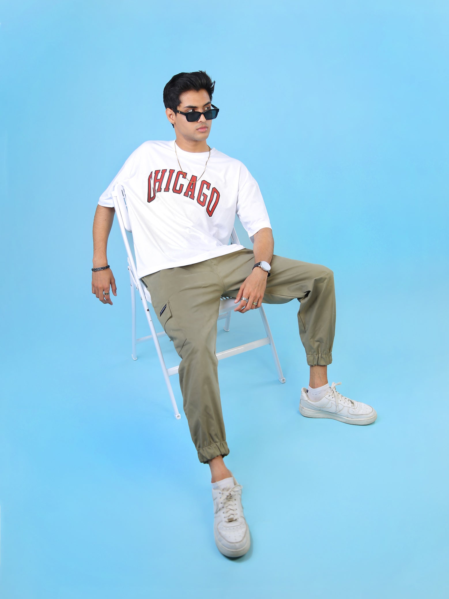 Chicago Bulls graphic tee white male model full body front view Pakistan – GROOVY