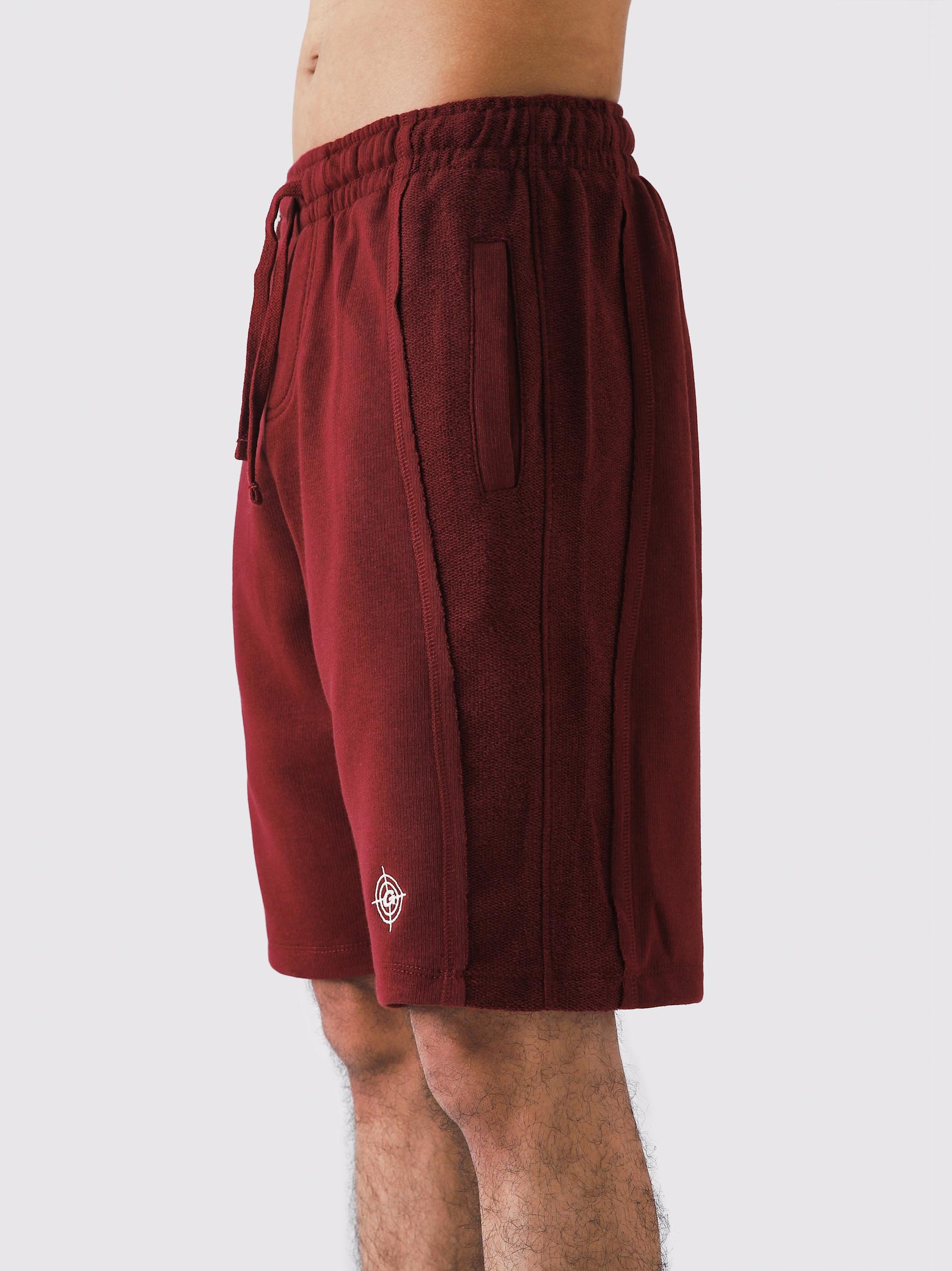 Wine Red Aim Shorts for men, breathable summer shorts for gym and daily wear by GROOVY Pakistan