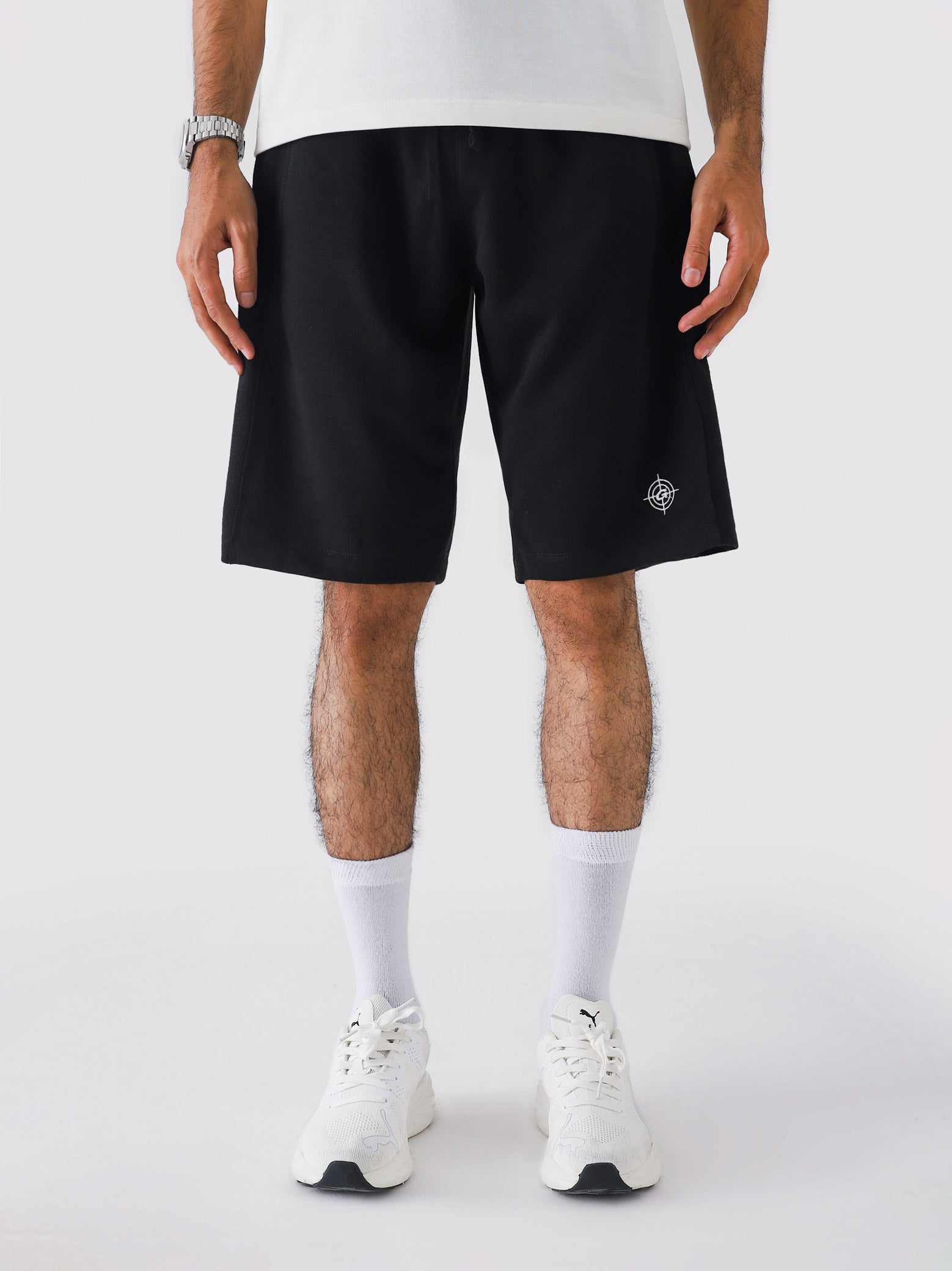 Black Aim Shorts for men, breathable summer shorts for gym and daily wear by GROOVY Pakistan