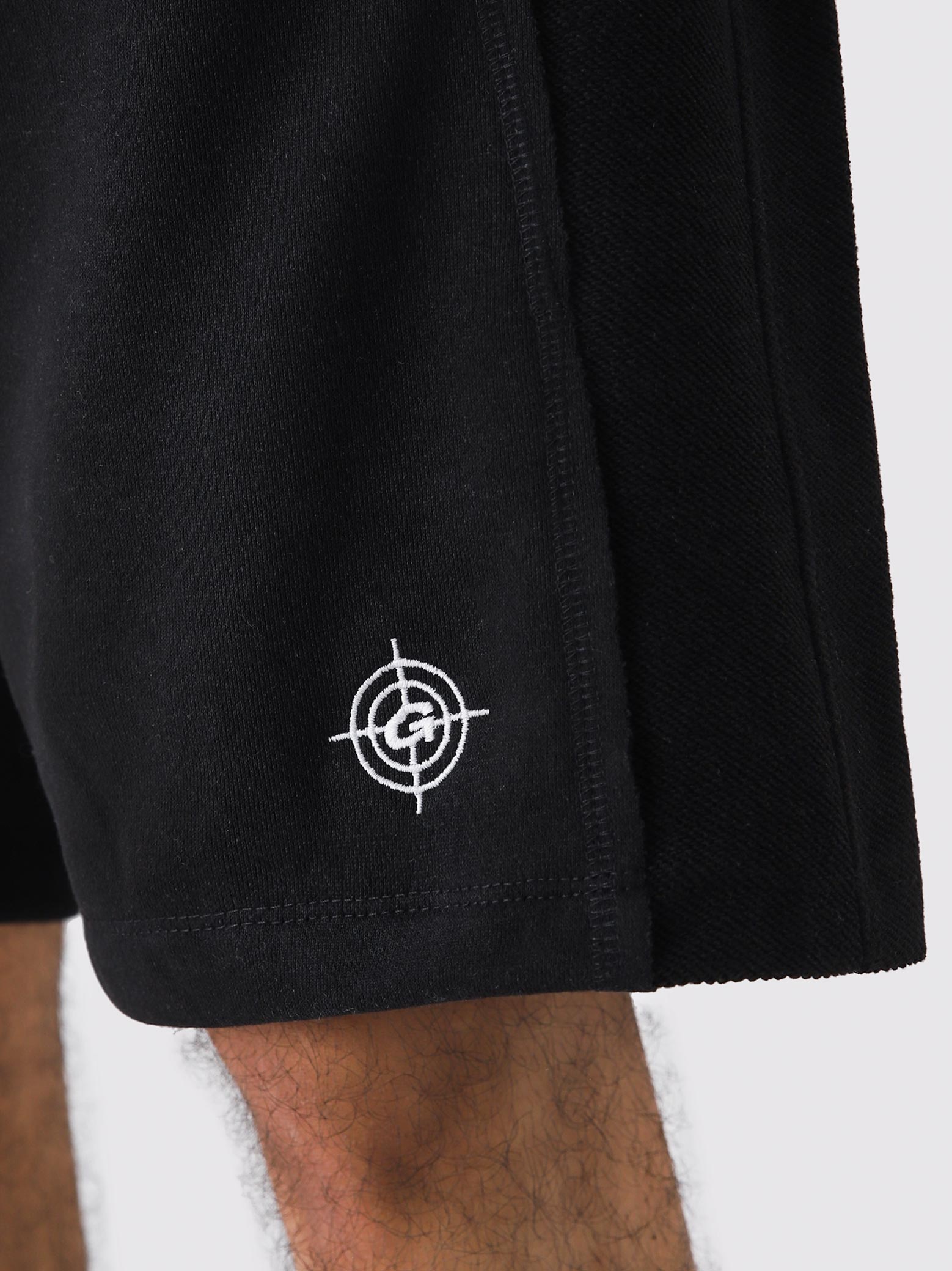 Black Aim Shorts close-up, soft cotton men's everyday shorts by GROOVY Pakistan