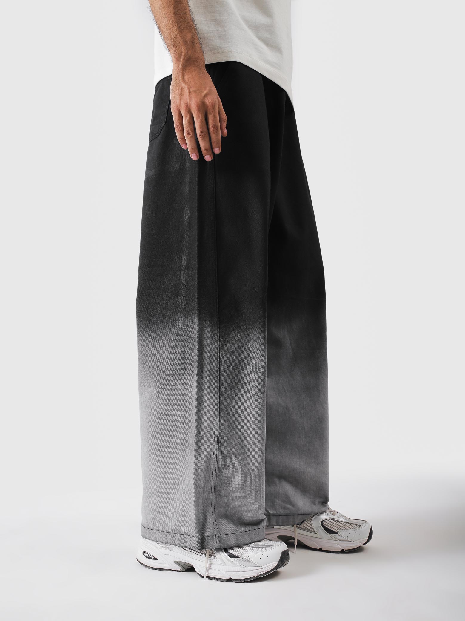 Black to grey gradient trousers front - Shadow Fade | GROOVY Pakistan