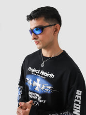 Project Rebirth Black Washed Tee Male Model Outdoor Lifestyle – GROOVY Pakistan