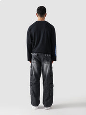 Project Rebirth denim male model front view washed black Pakistan – GROOVY