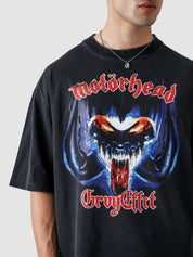 Black Washed Motorhead Tee Male Model Back View – GROOVY Pakistan
