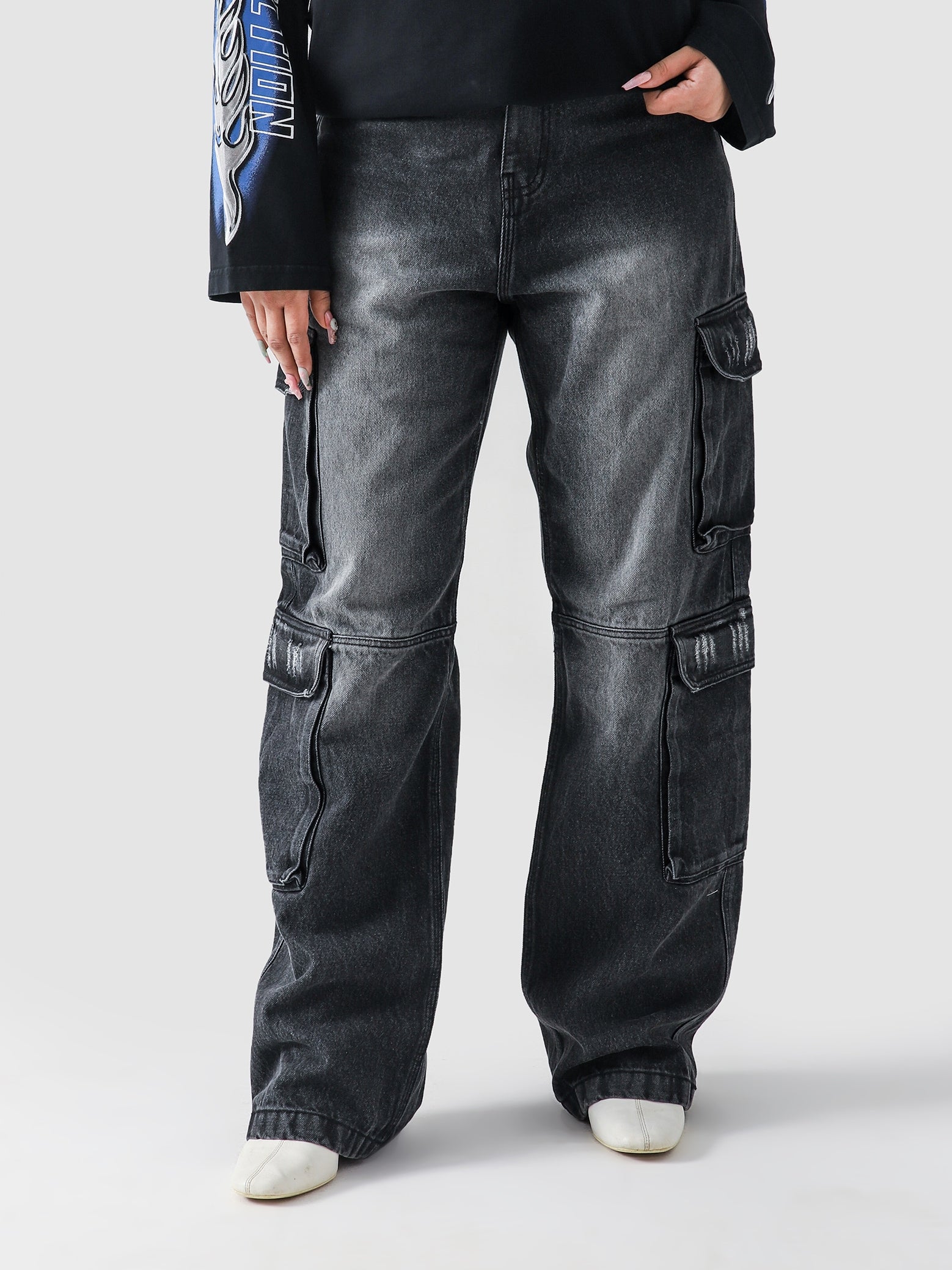 Project Rebirth denim male model back view washed black Pakistan – GROOVY