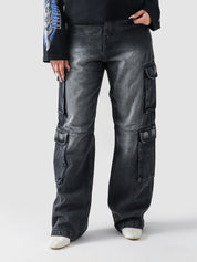 Project Rebirth denim male model back view washed black Pakistan – GROOVY