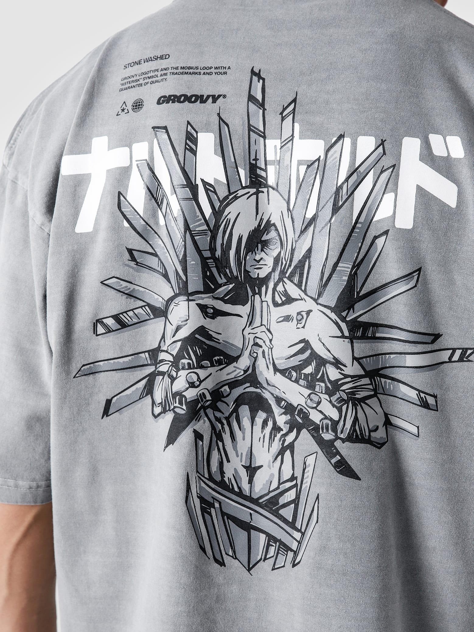 Naruto Pain tee closeup Pain anime graphic print detail front Pakistan – GROOVY