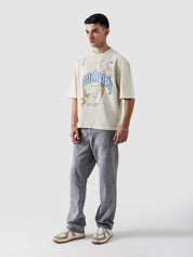 Off-White Sanctuary Tee Male Model Back View – GROOVY Pakistan