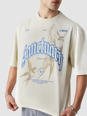 Off-White Sanctuary Tee Female Model Front View – GROOVY Pakistan