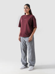 Crimson Washed Blank Tee Male Model Side View – GROOVY Pakistan