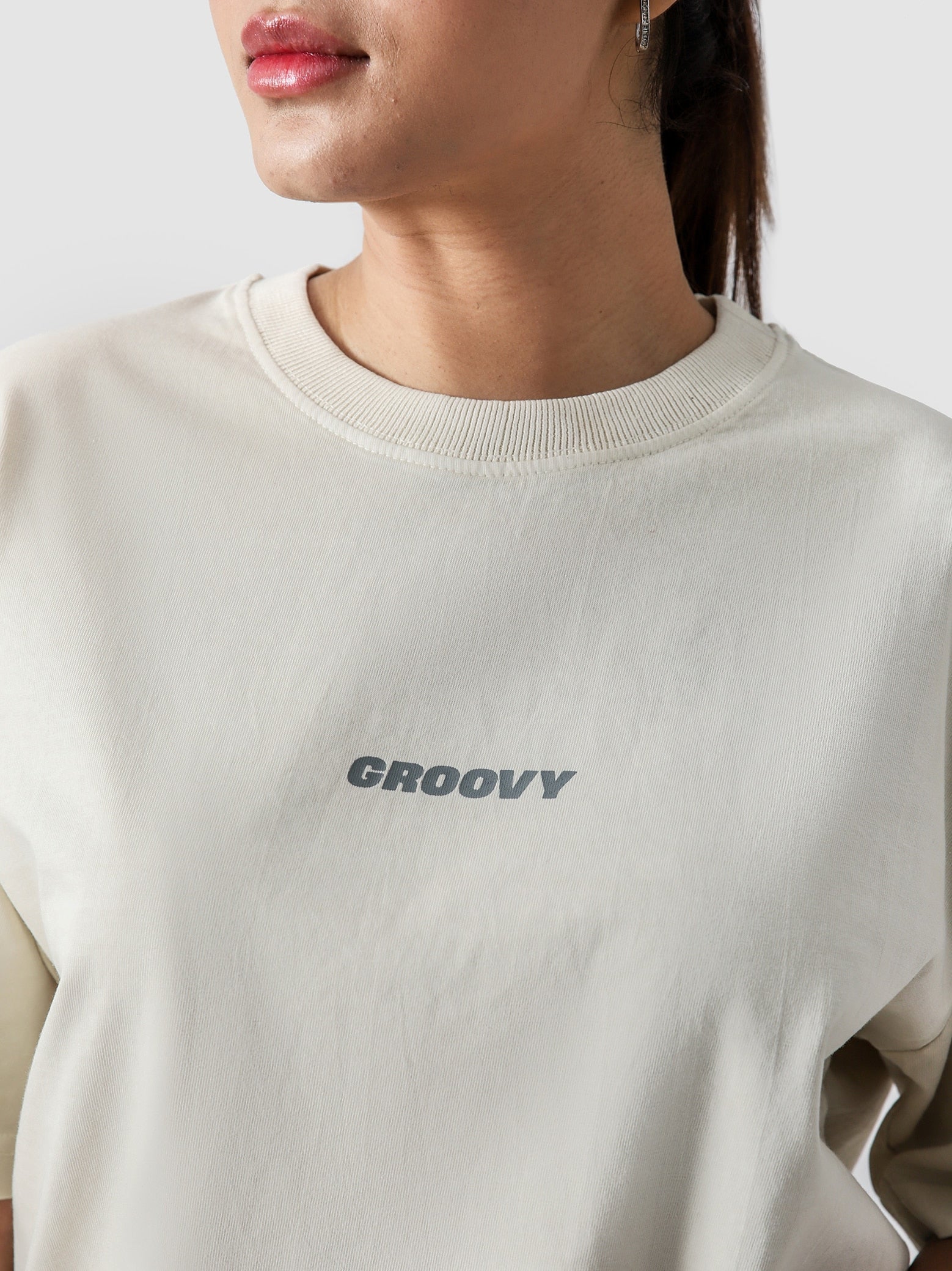 Cream Washed Blank Tee Flat Lay 240 GSM Cotton – GROOVY Pakistan