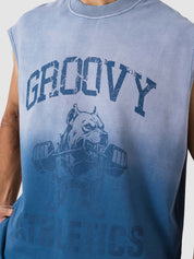 GROOVY ombre blue sleeveless sando, wordmark print, Pakistan