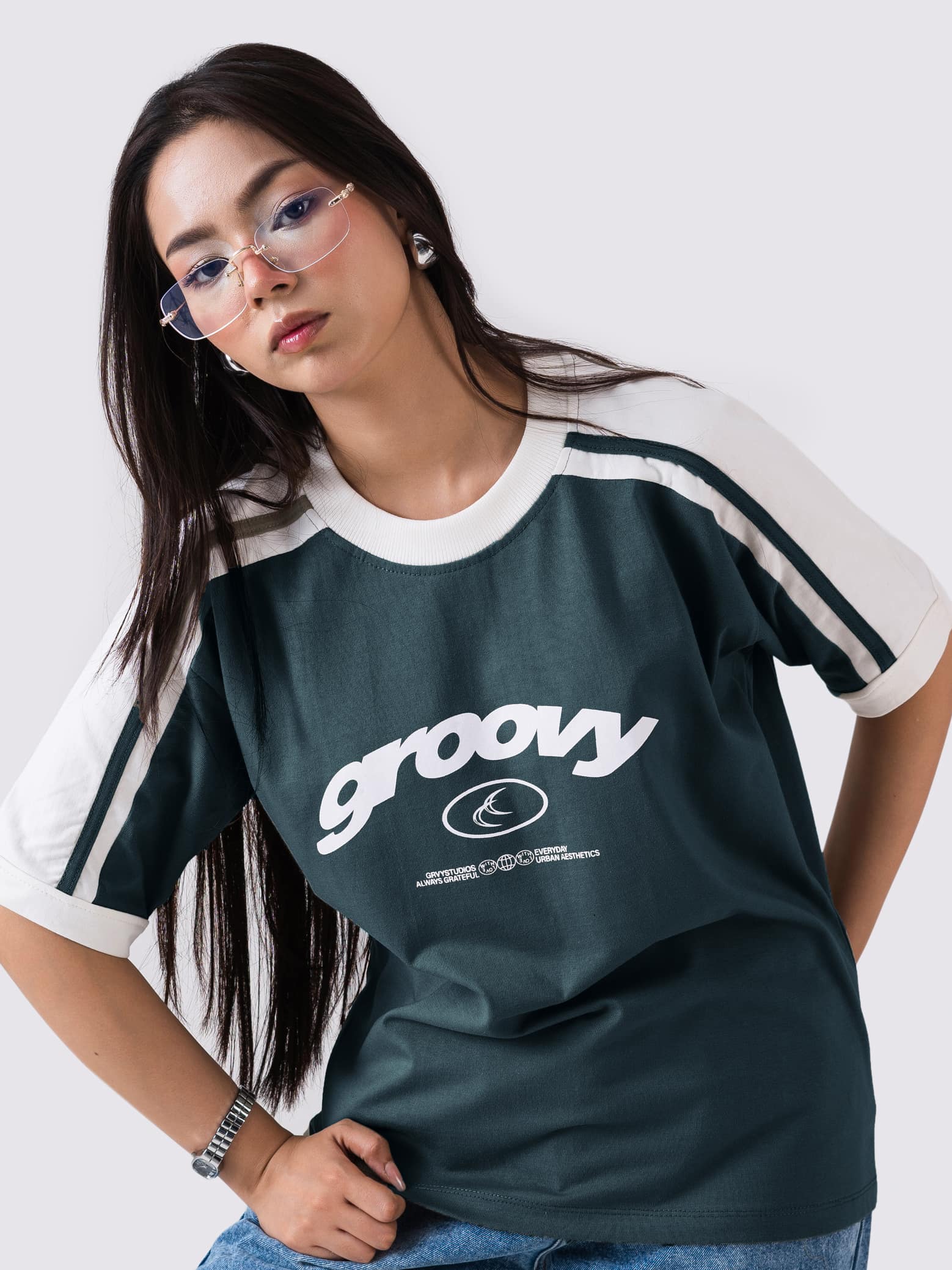 racing green ringer t-shirt by GROOVY Pakistan, contrast trim