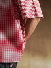Raised puff embroidery close up on gingham - GROOVY Pakistan