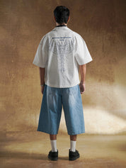 Straight hem and side seam on cream check shirt - GROOVY Pakistan