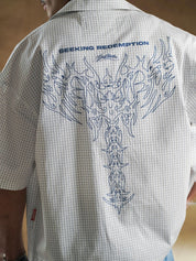 Seeking Redemption shirt styled with denim shorts - GROOVY Pakistan