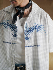 Half sleeve and shoulder drop on woven check shirt - GROOVY Pakistan