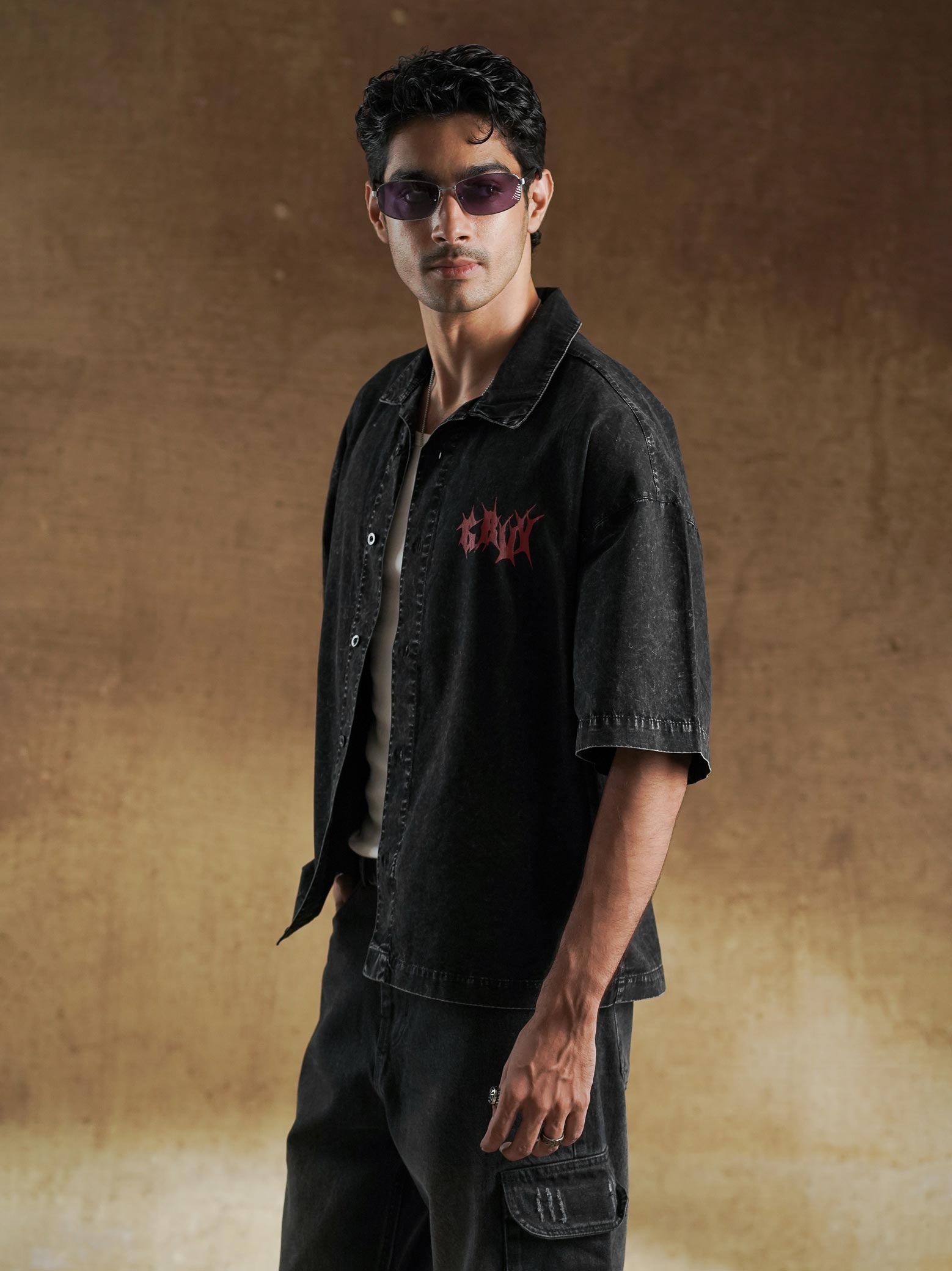 Boneless Acid Wash shirt half sleeve boxy fit - GROOVY Pakistan