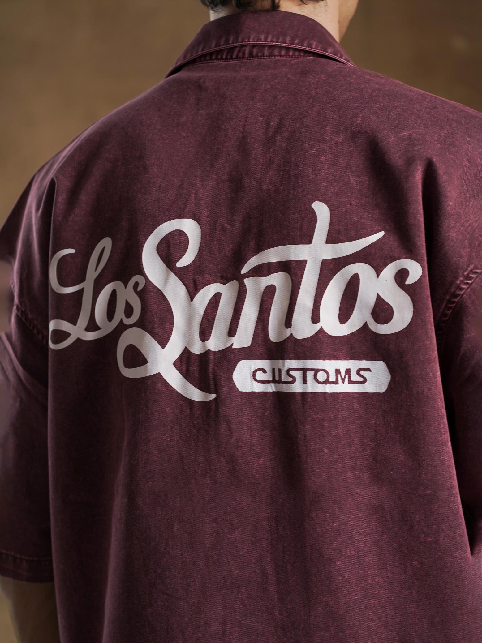 Back view of burgundy shirt showing dropped shoulder - GROOVY Pakistan