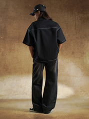 Pitcrew Shirt styled with washed black denim - GROOVY Pakistan