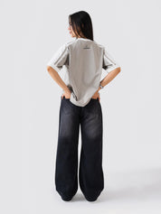 GROOVY Pakistan ringer t-shirt, slate grey, contrast trim