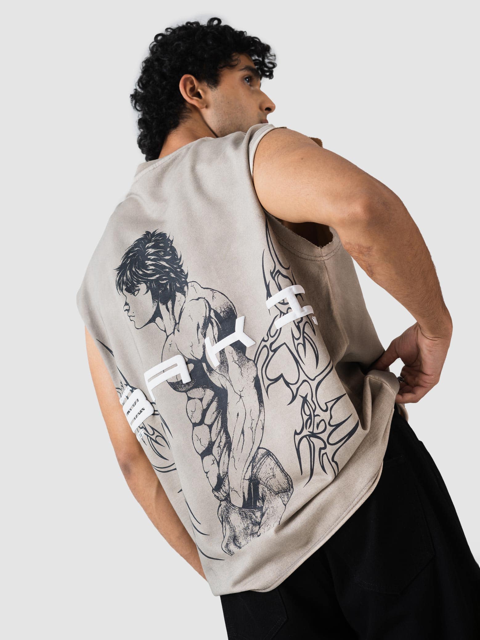 GROOVY oil-fade sleeveless sando, back print illustration, Pakistan