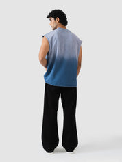 GROOVY ombre blue sleeveless sando, wordmark print, Pakistan streetwear