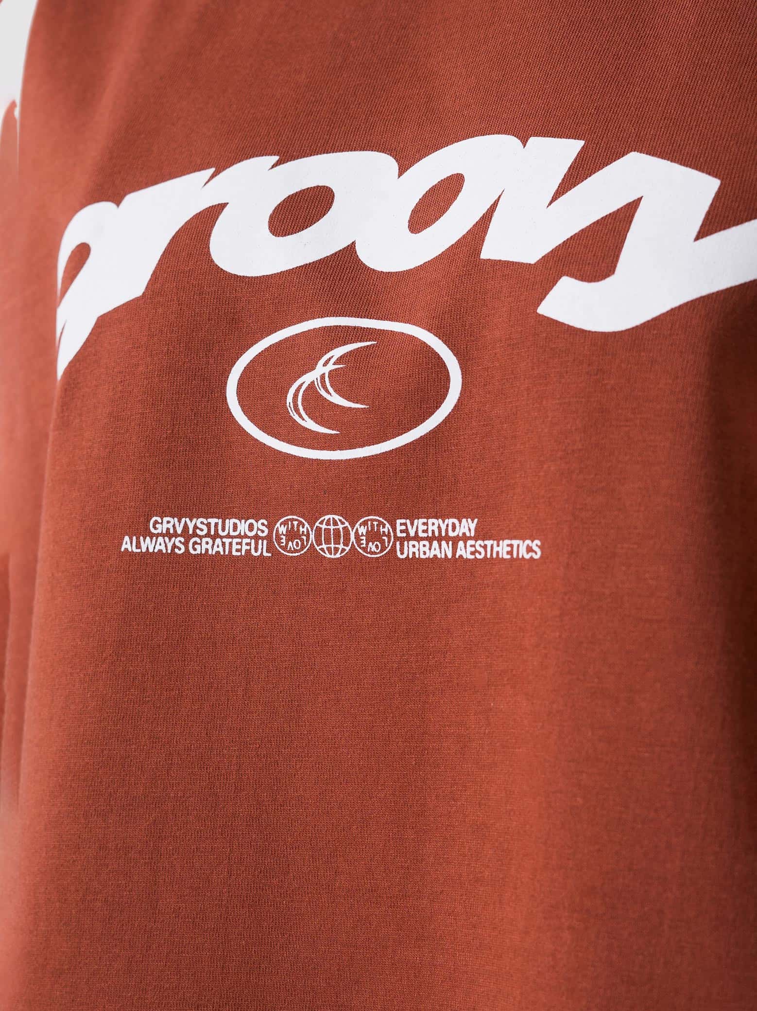 GROOVY ringer t-shirt, rust colorway, contrast trim, Pakistan