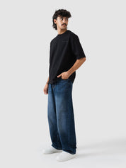 GROOVY black oversized t-shirt, embroidered logo, Pakistan
