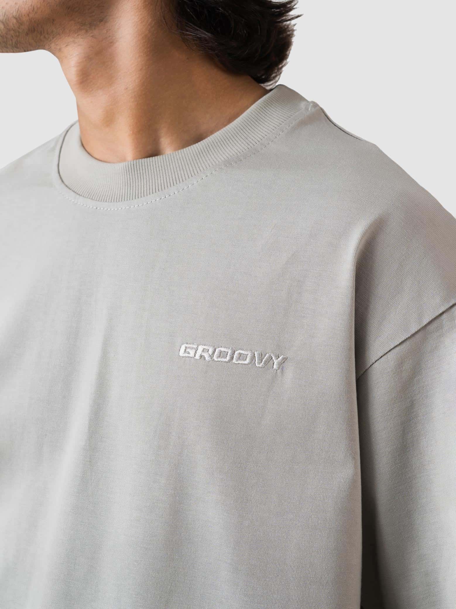 GROOVY oversized t-shirt, slate grey colorway, embroidered logo, Pakistan
