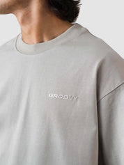 GROOVY oversized t-shirt, slate grey colorway, embroidered logo, Pakistan