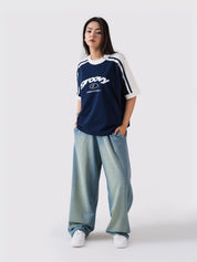 deep blue ringer t-shirt by GROOVY Pakistan, contrast trim