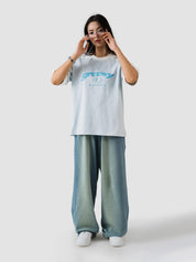 GROOVY frost blue ringer t-shirt, contrast trim, Pakistan streetwear