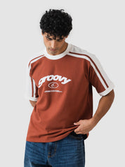 GROOVY rust ringer t-shirt, contrast trim, Pakistan