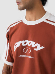rust ringer t-shirt by GROOVY, contrast trim, Pakistan