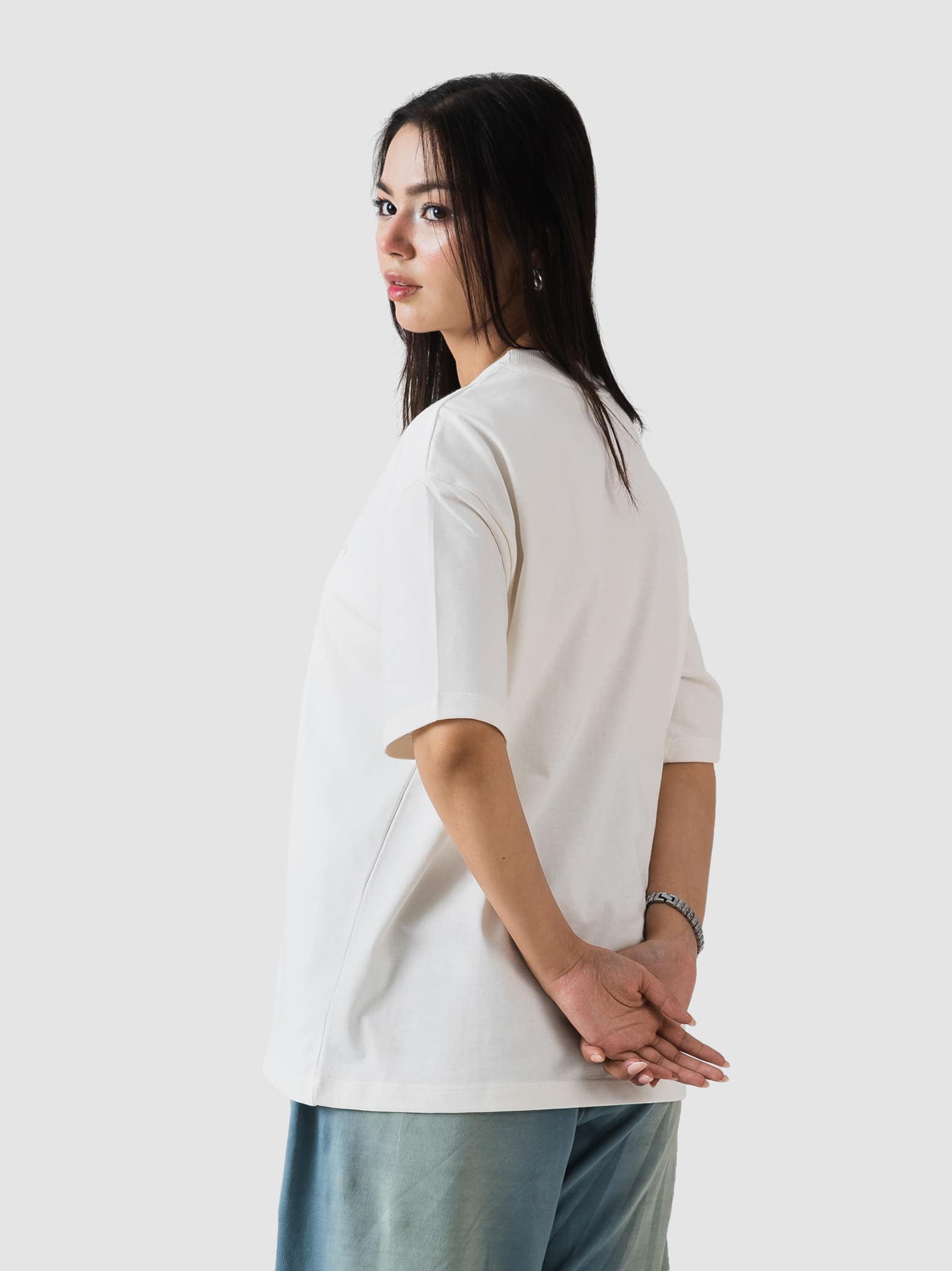 GROOVY streetwear oversized t-shirt, white, embroidered logo