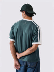 racing green ringer t-shirt from GROOVY, contrast trim, made in Pakistan
