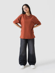 GROOVY rust oversized t-shirt, embroidered logo, Pakistan
