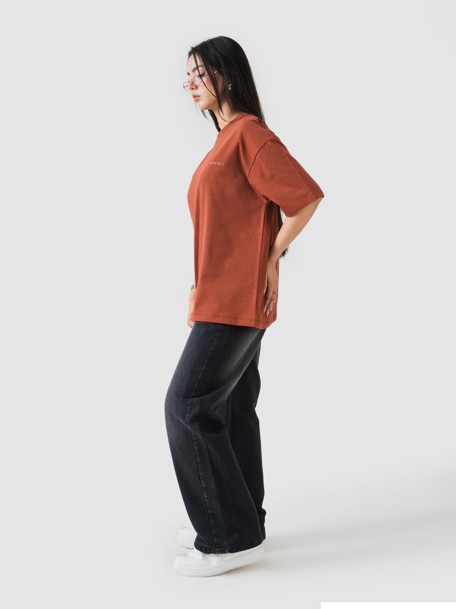 GROOVY rust oversized t-shirt, embroidered logo, Pakistan
