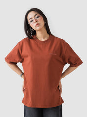 GROOVY streetwear oversized t-shirt, rust, embroidered logo