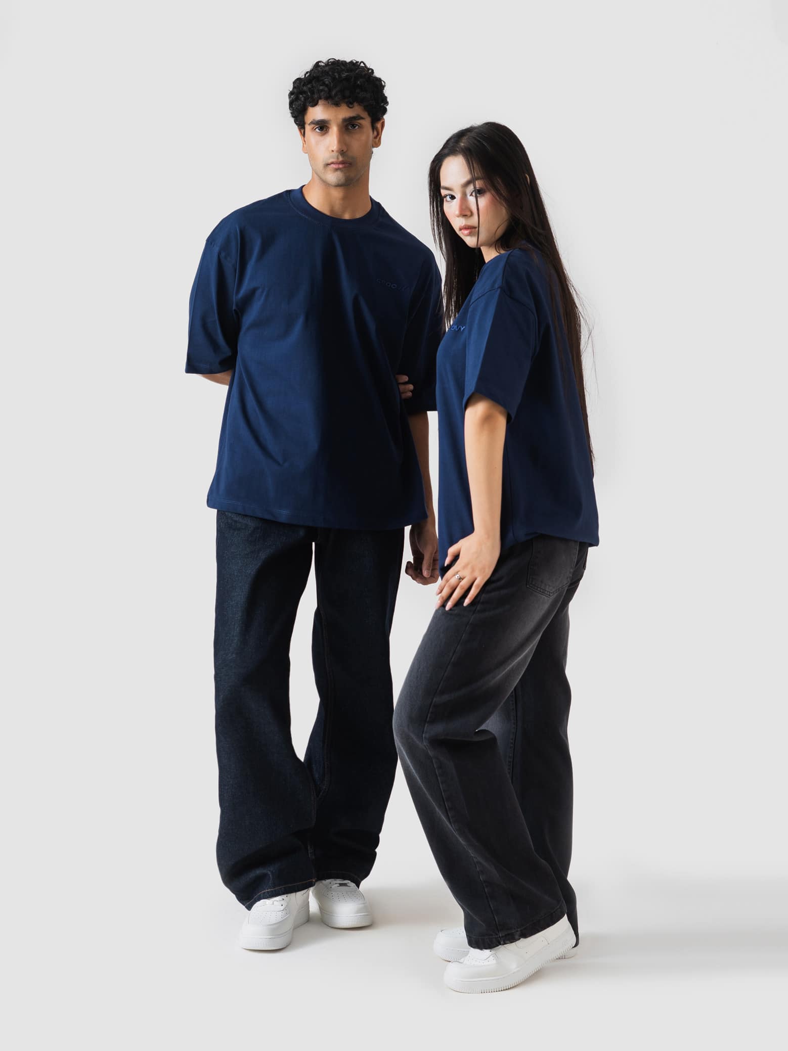GROOVY Pakistan oversized t-shirt, deep blue, embroidered logo