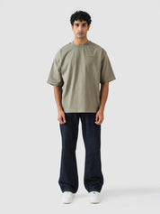 GROOVY muted olive oversized t-shirt, embroidered logo, Pakistan